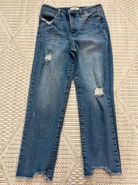 Jessica Simpson Spotlight High Rise Distressed Straight Jeans Size 29